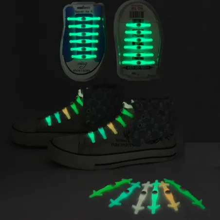 Silicone lumière LED lumineux lacets 12 pcs set